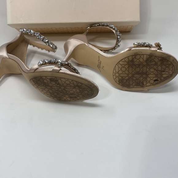 JEWEL BADGLEY MISCHKA Caroline Rhinestone Champagne Ankle Beaded Heels Size 7.5 - Picture 7 of 16